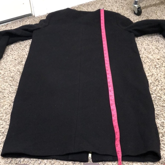 J Crew Double Cloth Collarless Pea Coat Size 8 Black Wool Blend - Picture 13 of 14